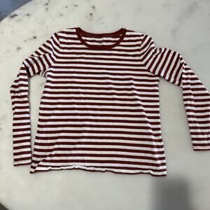 Madewell Women XS Striped Crew Neck Long-sleeve Macaroon White Capsule Wardrobe